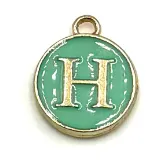 Turquoise Green & Gold Leetie Initial Necklace