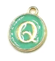 Turquoise Green & Gold Leetie Initial Necklace