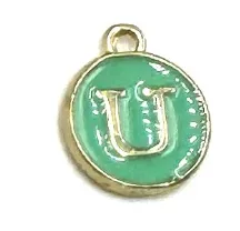 Turquoise Green & Gold Leetie Initial Necklace