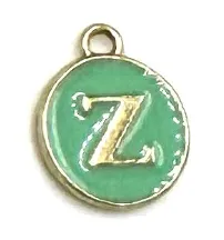 Turquoise Green & Gold Leetie Initial Necklace