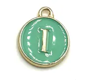 Turquoise Green & Gold Leetie Initial Necklace