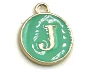 Turquoise Green & Gold Leetie Initial Necklace