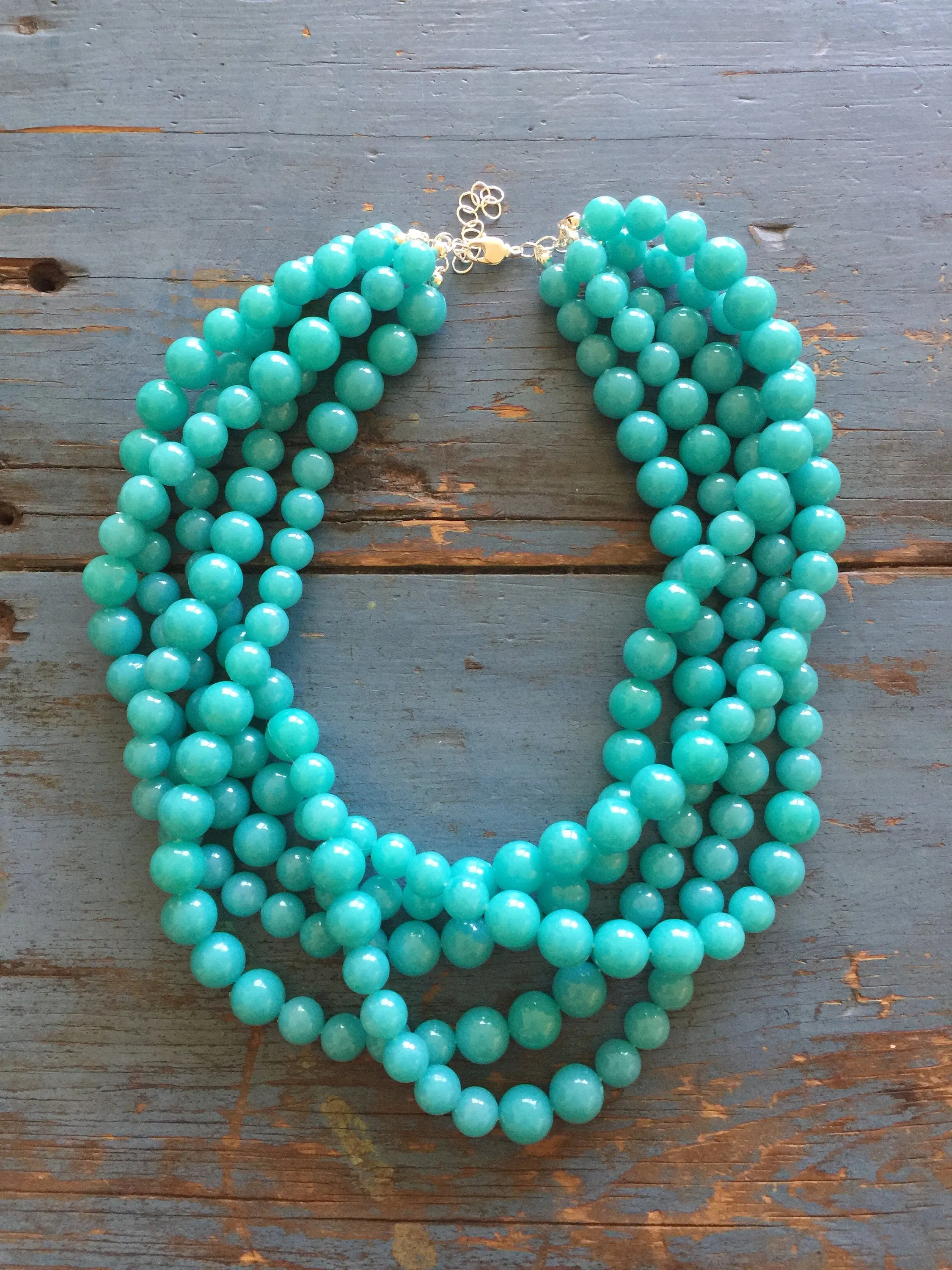 Turquoise Marbled Beaded Sylvie Statement Necklace