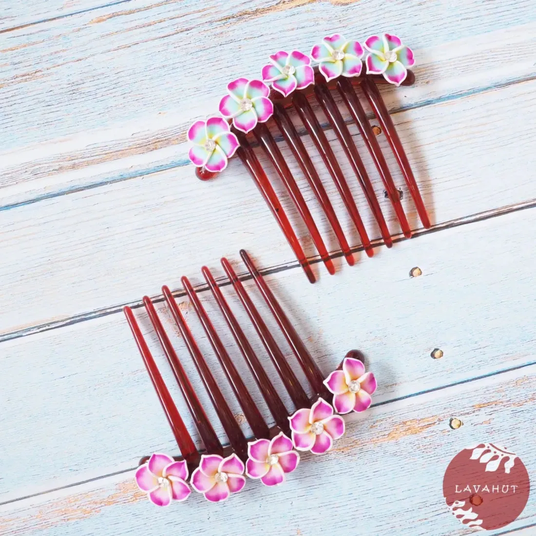 Twinkle Plumeria Blue Hair Comb