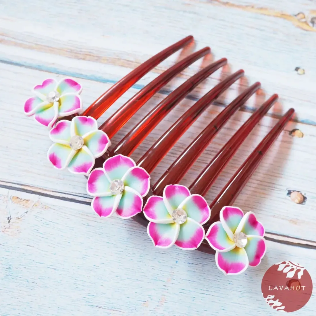 Twinkle Plumeria Blue Hair Comb