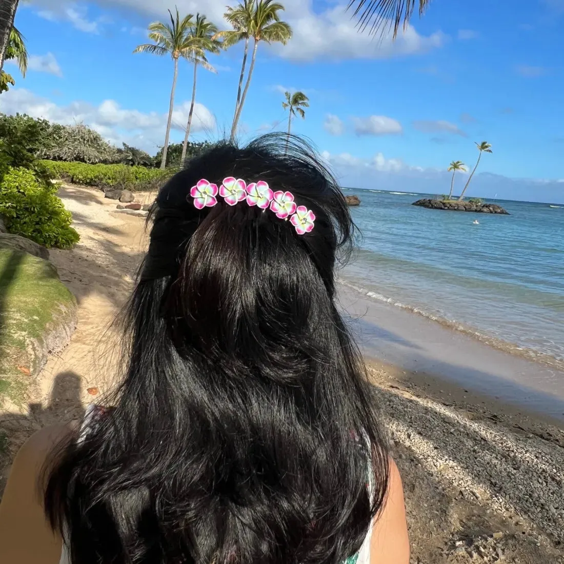 Twinkle Plumeria Blue Hair Comb