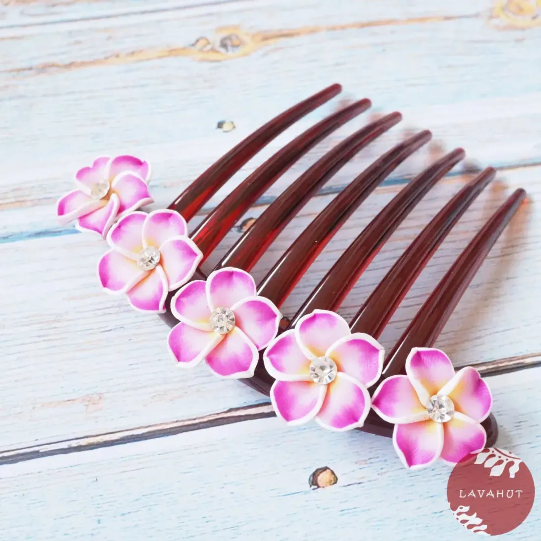 Twinkle Plumeria Pink Hair Comb