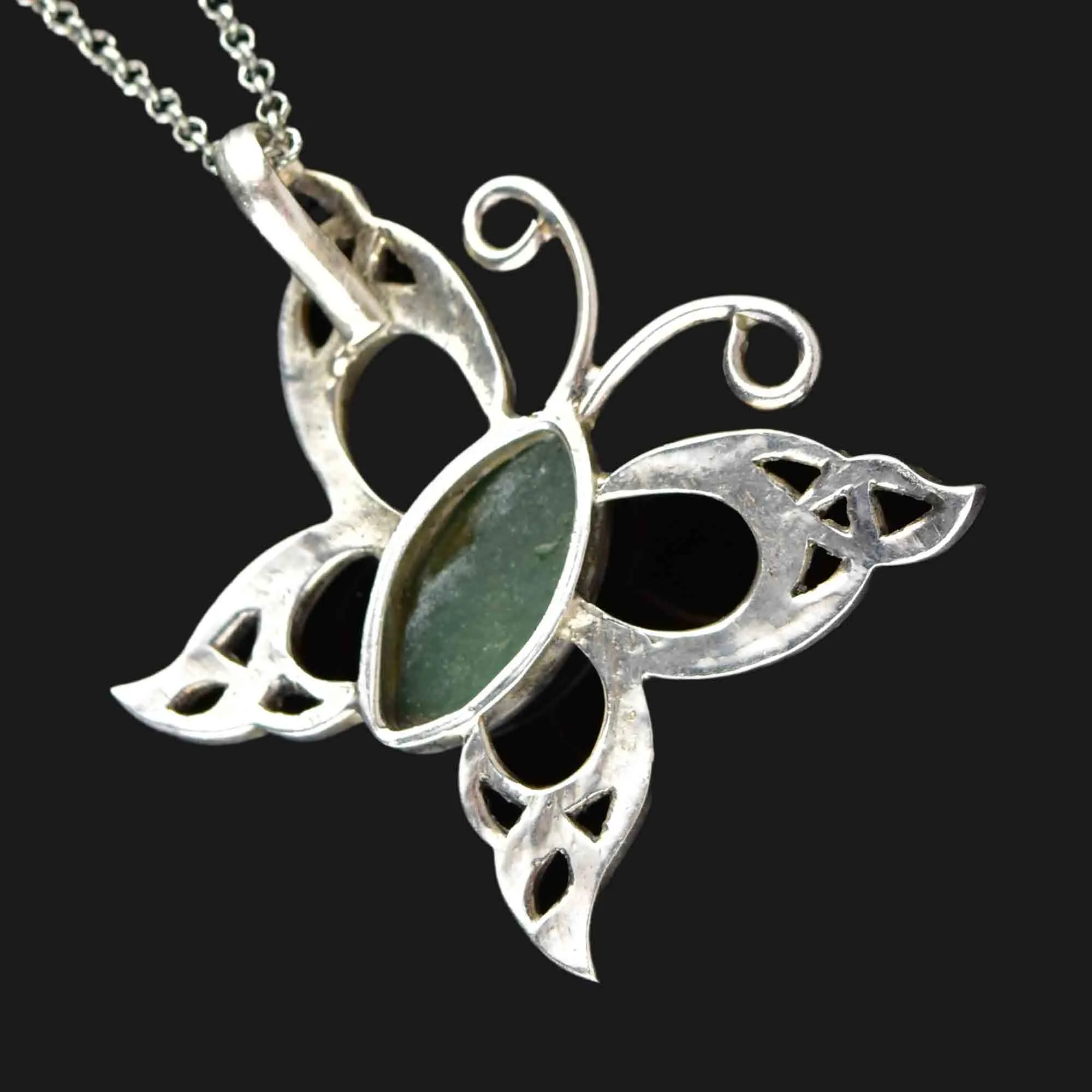 Vintage Silver Turquoise Butterfly Pendant Necklace