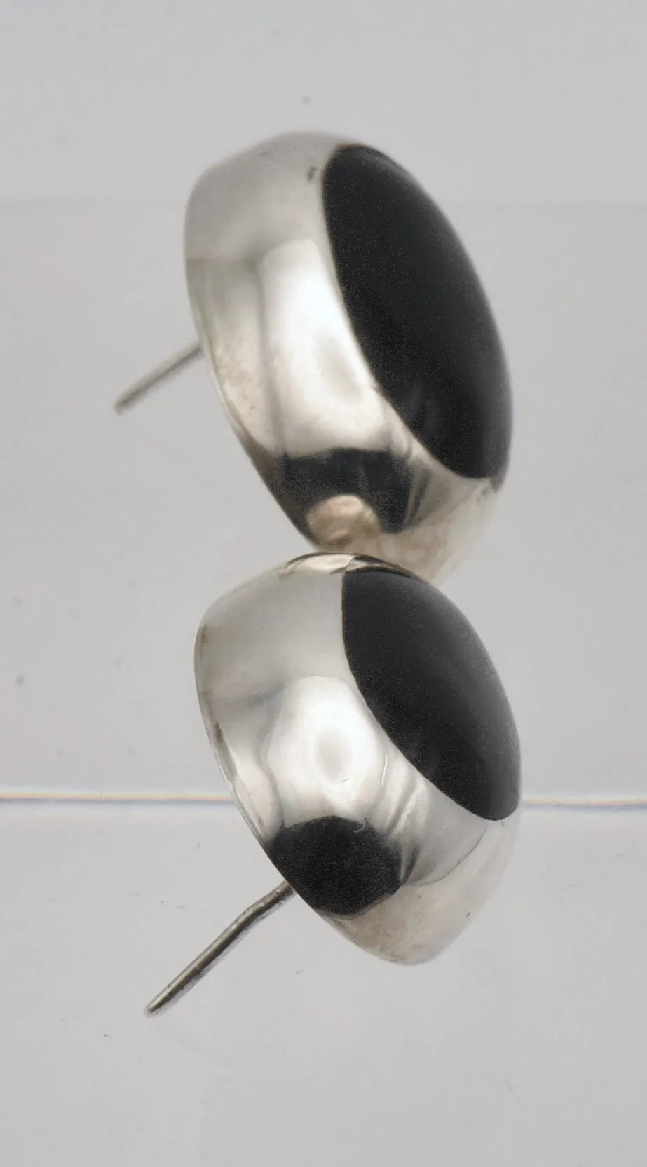 Vintage Sterling Silver Mexican Black Onyx Earrings