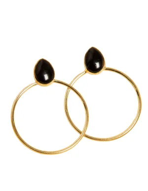 VIRGO MIDNIGHT BLACK GEMSTONE HOOP EARRINGS