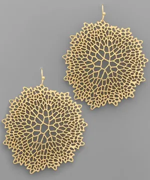 Worn Gold Filigree Disk Earrings