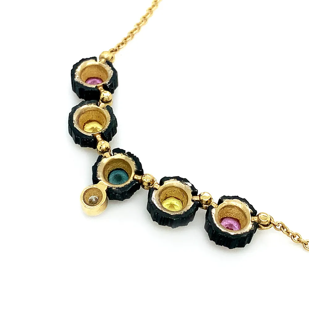 Yellow Gold and Montana Sapphire Necklace - "Chroma"