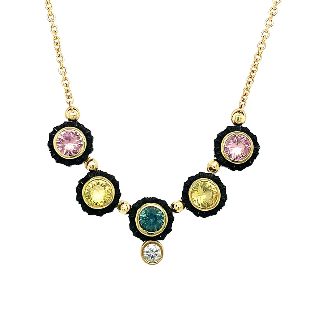 Yellow Gold and Montana Sapphire Necklace - "Chroma"