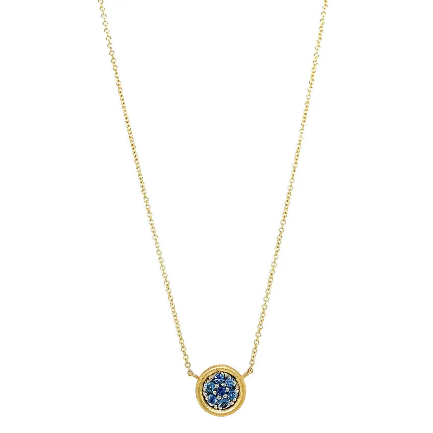 Yogo Sapphire Cluster Necklace - "Mosaic"