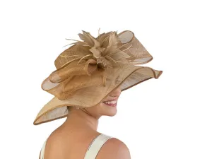 Yvette Wide Brim Sinamay Hat Cognac