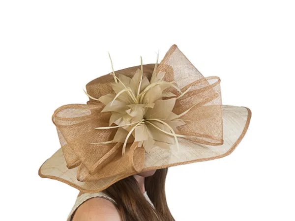 Yvette Wide Brim Sinamay Hat Cognac